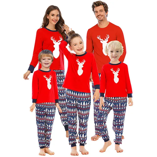 Printed Plaid For Parent child Home Clothes Navy - Shop at LoveMi