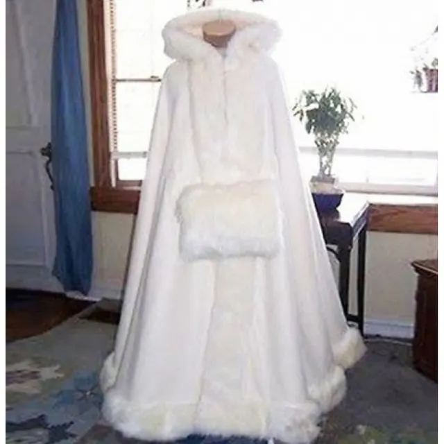 Faux Fur Ladies Winter Warmth And Thick Bridal Cloak White - Shop at LoveMi