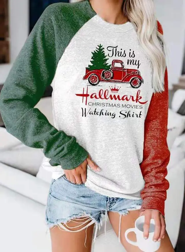 Christmas Movies My Hallmark Printed Long sleeved Sweatshirt White - Shop at LoveMi