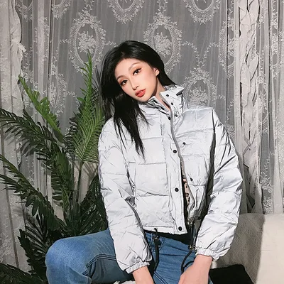 Domineering Bombing Street Warm High neck Reflective Jacket Silver - Shop at LoveMi
