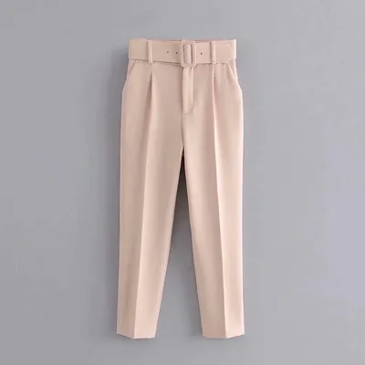 Summer New Style Simple And Fashionable Long Pants With Belt Apricot - Shop at LoveMi
