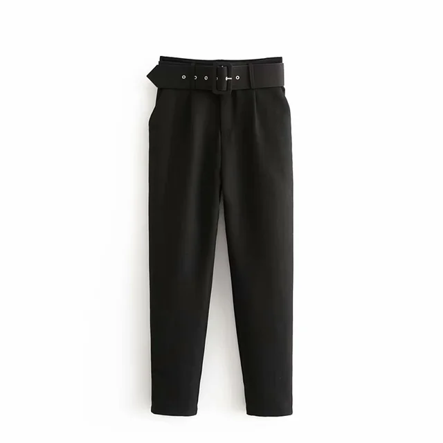 Summer New Style Simple And Fashionable Long Pants With Belt Black - Shop at LoveMi