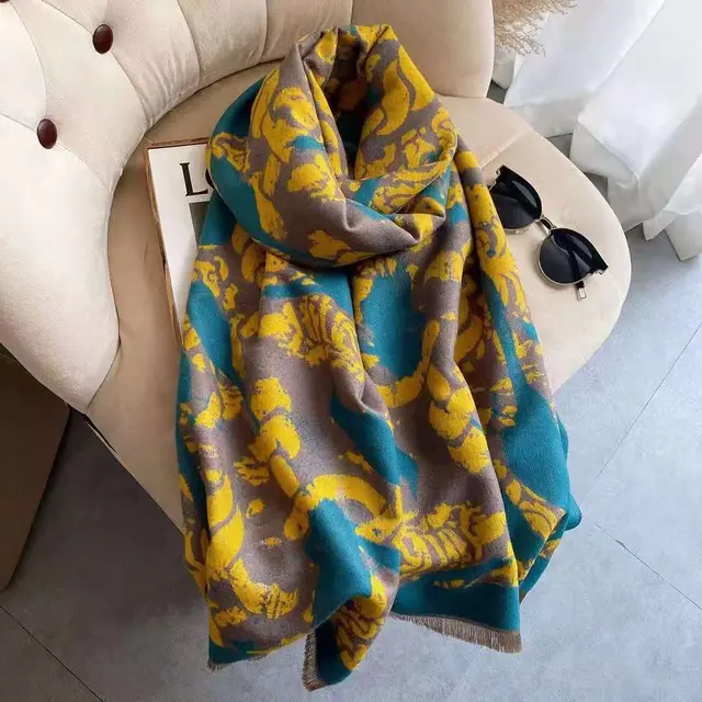 Autumn And Winter New Imitation Cashmere Shawl Scarf Yellow - Shop at LoveMi