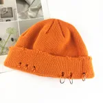 Personality Hoop Hole Wool Knitted Warm Hat - Orange