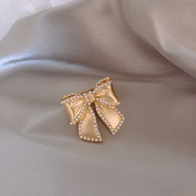 Pearl Leaf Diamond Butterfly Flower Geometric Ring Brooch - Shop at LoveMi