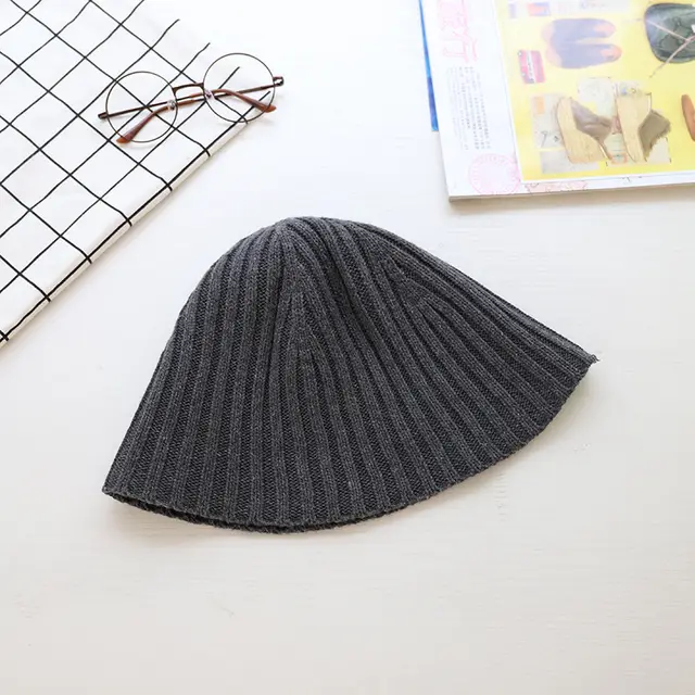Fisherman Hat All match Knitting Lines Dark Grey - Shop at LoveMi