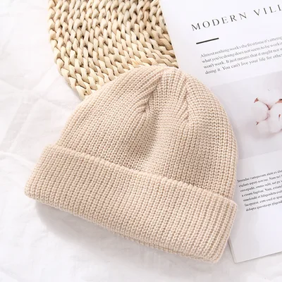 Trendy Dome Autumn And Winter Knitted Woolen Hat Beige - Shop at LoveMi
