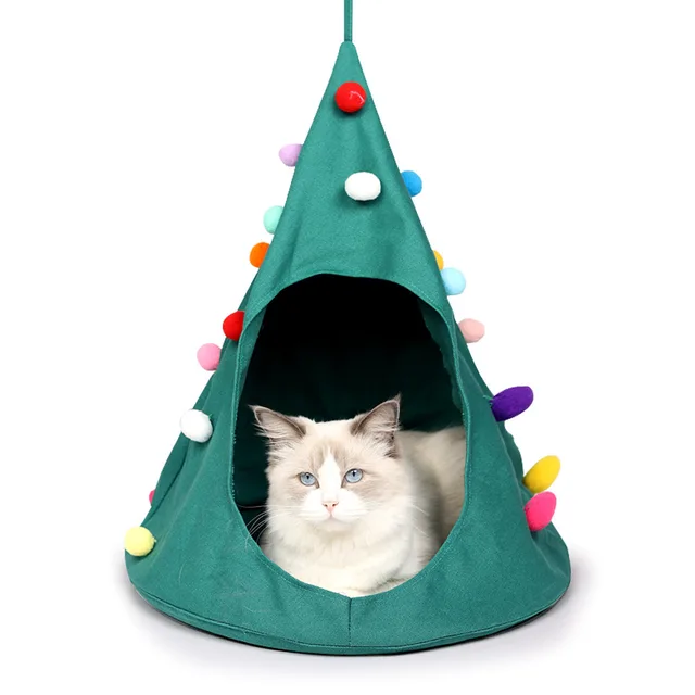Christmas Cone Canvas Hammock Cat Litter Green - Shop at LoveMi