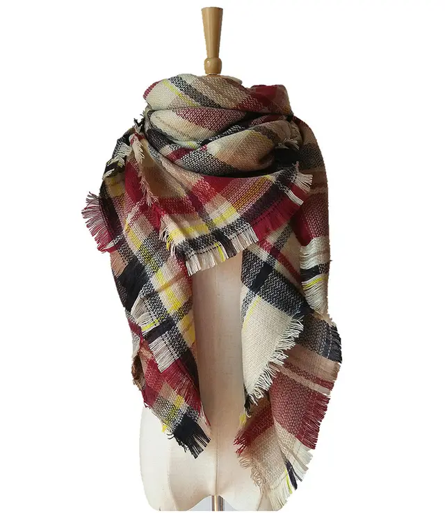 Cashmere like Double sided Colorful Plaid Scarf Black And Red Colorful Grid - Shop at LoveMi