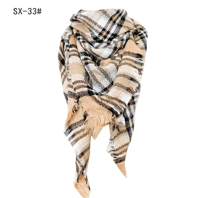 Cashmere like Colorful Plaid Square Scarf Sx33 - Shop at LoveMi