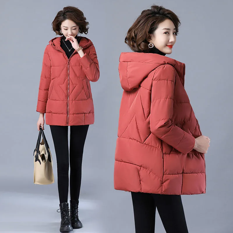 Loose Large Size Cotton padded Western Style Padded Jacket Brick Red - Shop at LoveMi