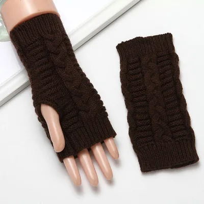 Men's And Women's Extended Warm Wool Leaking Gloves Coffee - Shop at LoveMi