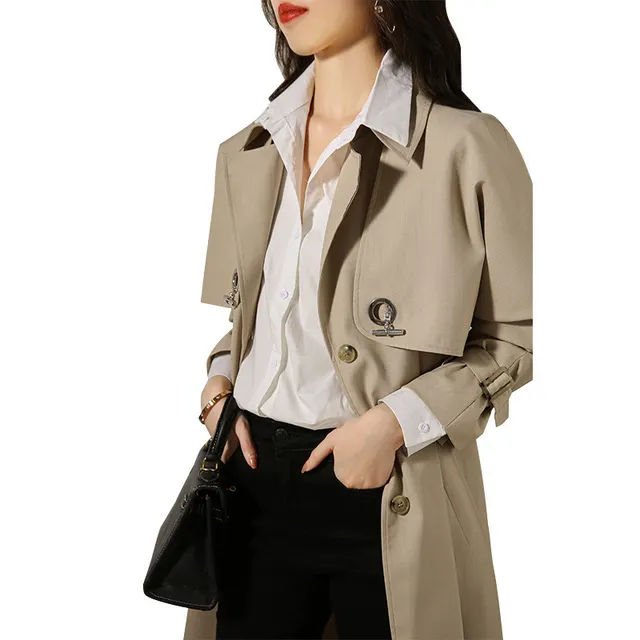 Wool Mid Length Early Autumn Thin Coat Women's Clothing Khaki - Shop at LoveMi