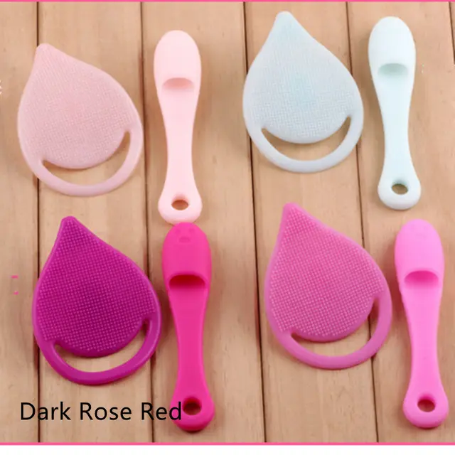 Silicone Drop shaped Facial Cleansing Instrument Set Dark Rose Red - Shop at LoveMi