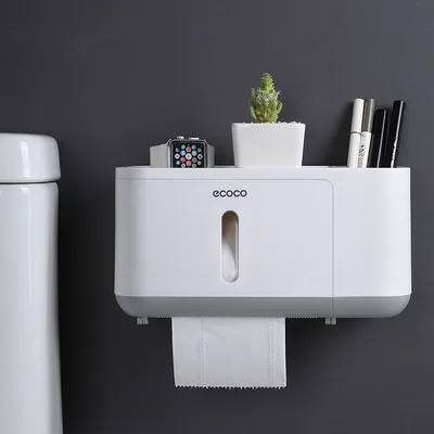 Simple Multifunctional Paper Towel Holder Nail free Waterproof Towel Pumping Grey - Shop at LoveMi