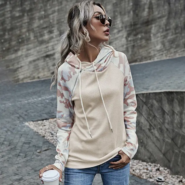 Explosive Round Neck Hooded Long sleeved Tie dye Sweater Pink - Shop at LoveMi