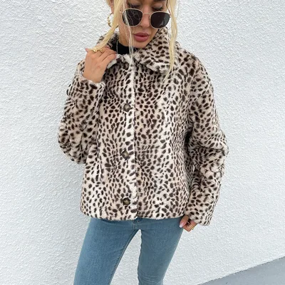 Artificial Leopard Print Faux Fur Thickening Khaki - Shop at LoveMi