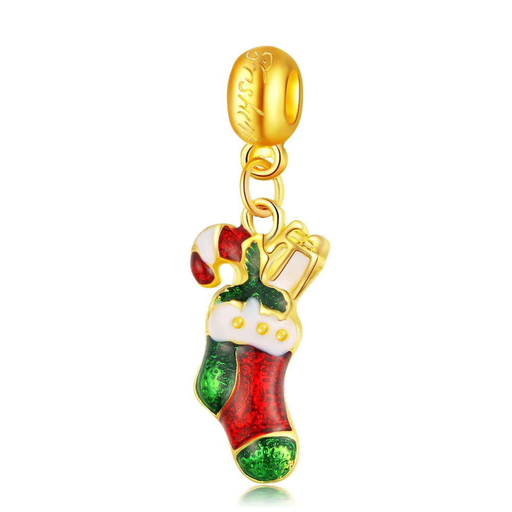 Socks Candy Cane Golden Pendant Beads Christmas Gifts Color - Shop at LoveMi