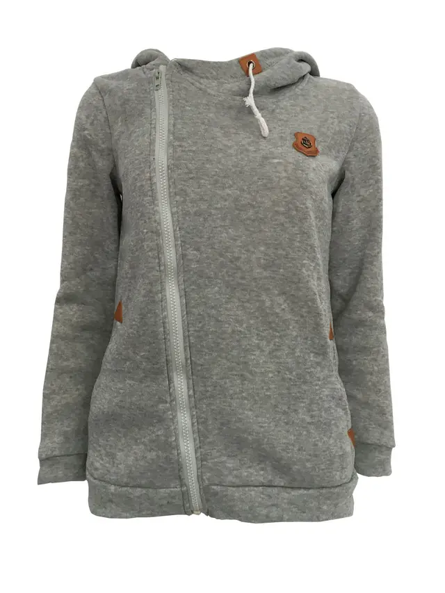 Cardigan Side Zipper Hooded Sweatshirt Jacket Grey - Shop at LoveMi