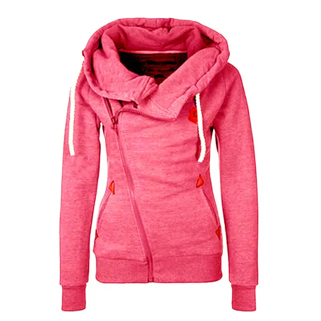 Cardigan Side Zipper Hooded Sweatshirt Jacket Rose Red - Shop at LoveMi