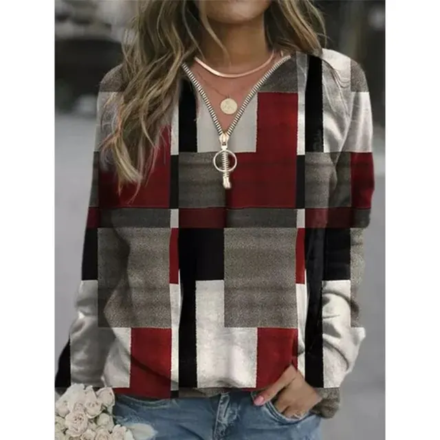 Women's Tops Checkered Sweaters Fleece Jackets Red - Shop at LoveMi