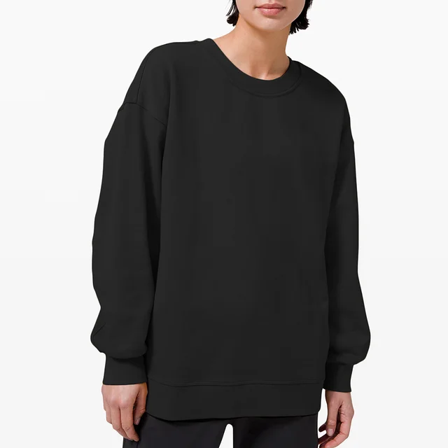 Ladies Round Neck Long Sleeve Casual Sweater Black - Shop at LoveMi