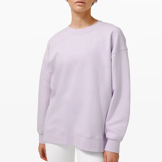 Ladies Round Neck Long Sleeve Casual Sweater Lavender - Shop at LoveMi