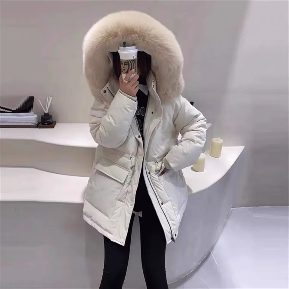 Women's Down Jacket Women's Mid length Fashion Boutique White - Shop at LoveMi