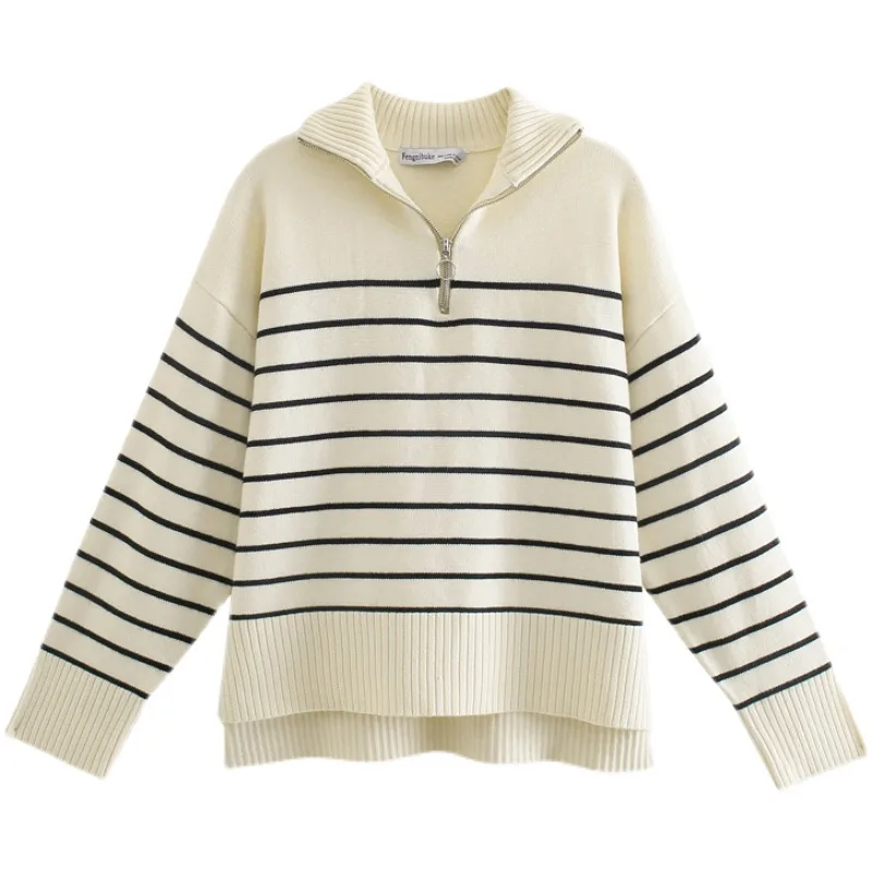 New Women's Autumn Long sleeved Striped Sweater Coat Stripes - Shop at LoveMi