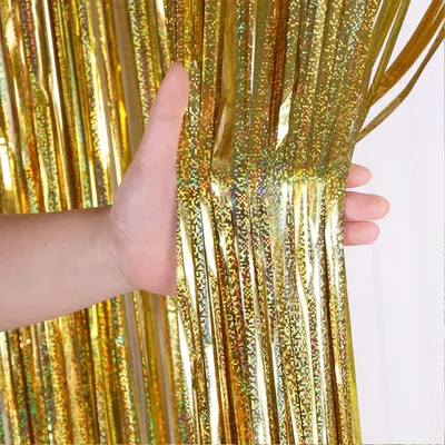 Thicken A Little Bit Of Laser Rain Silk Curtain Wedding Party Event Background Gold - Shop at LoveMi