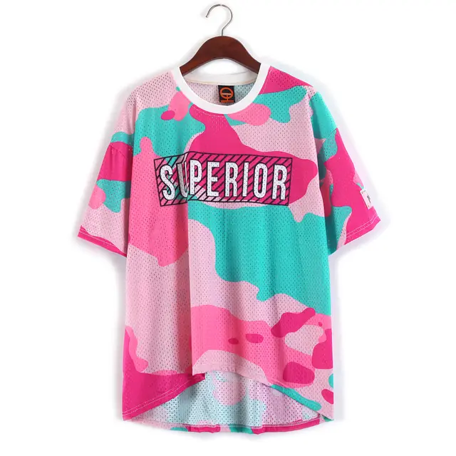 Women Fashion Camouflage Loose Polyester Top Pink - Shop at LoveMi