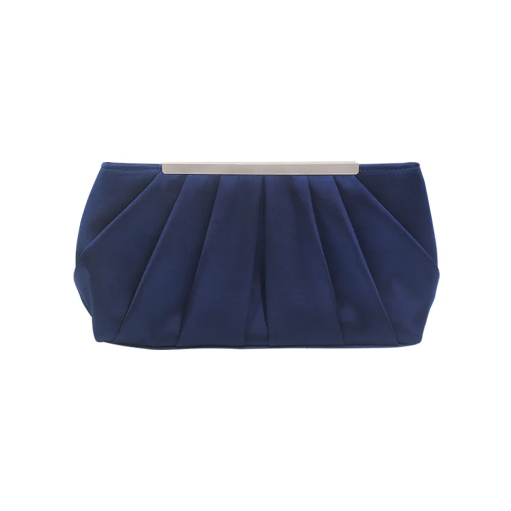 Ladies' Pleated Satin Dinner Clutch Bag Blue - Shop at LoveMi