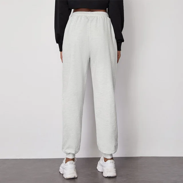 Women's Casual Elastic Lace up Solid Color Pants Sweatpants Beige - Shop at LoveMi