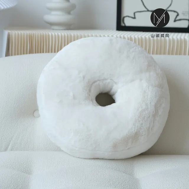 Black And White Line Embroidered Pillow Modern And Simple Simulation Rabbit Fur Donuts - Shop at LoveMi