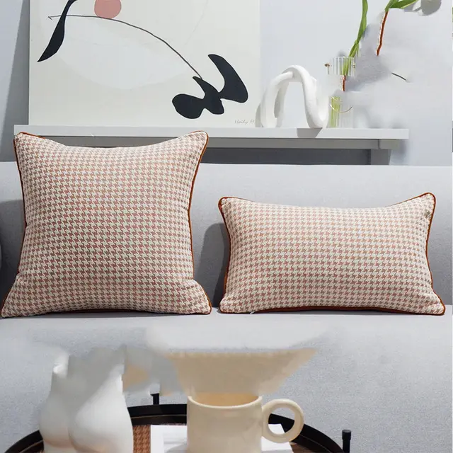 Nordic Modern Minimalist Houndstooth Pillow Light Luxury Sofa Cushion Orange - Shop at LoveMi