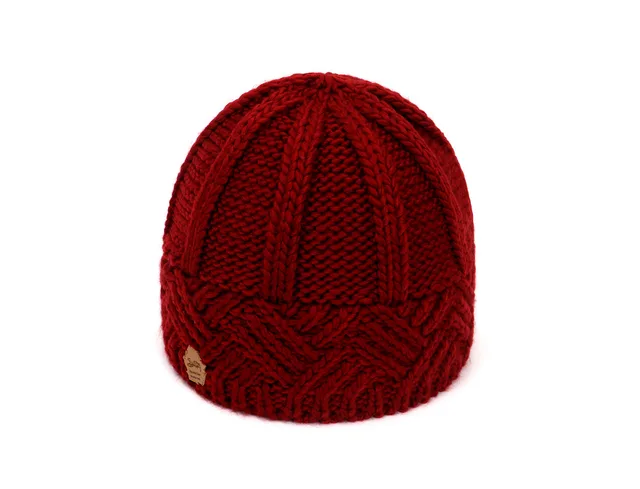 Retro Style Rhombus Lattice Thick Needle Wool Knit Hat Claretvertical Cross - Shop at LoveMi