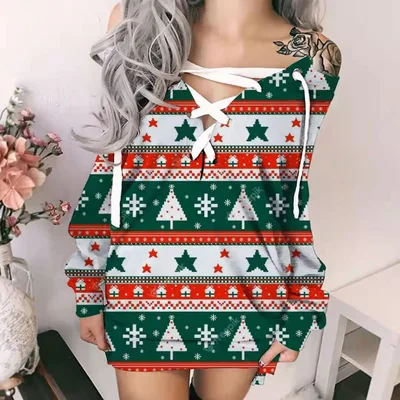Autumn And Winter Christmas Long Sleeved Sweater Women D L - Shop at LoveMi