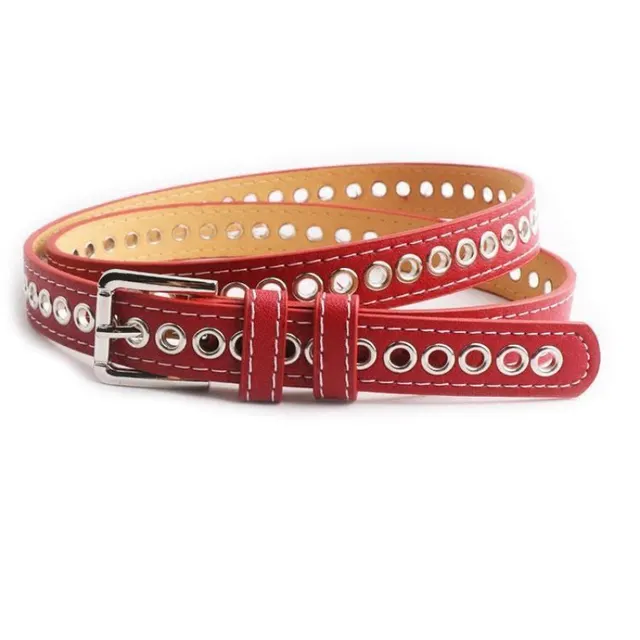 Women's All match Belt With Full hole Eye catching Decoration Red - Shop at LoveMi