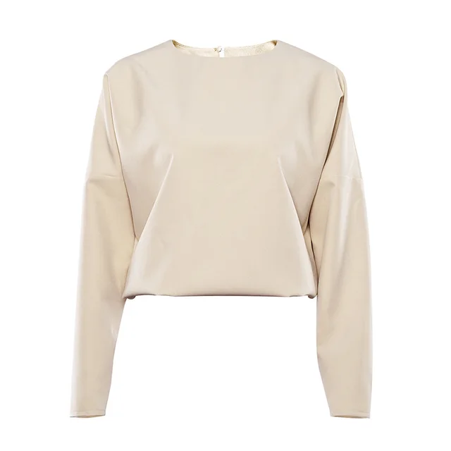 Professional Solid Color Round Neck Bottoming Shirt Women's Clothing Khaki - Shop at LoveMi