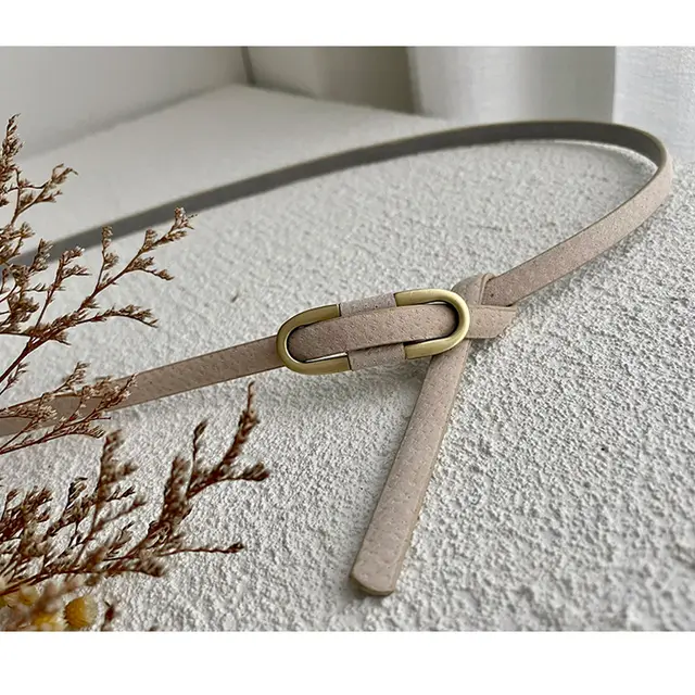 Pigskin Thin Belt Non porous Suit Dress Decoration Apricot Pig Skin - Shop at LoveMi