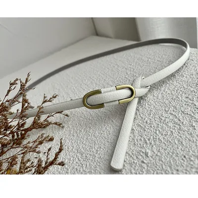 Pigskin Thin Belt Non porous Suit Dress Decoration White Pu Leather - Shop at LoveMi