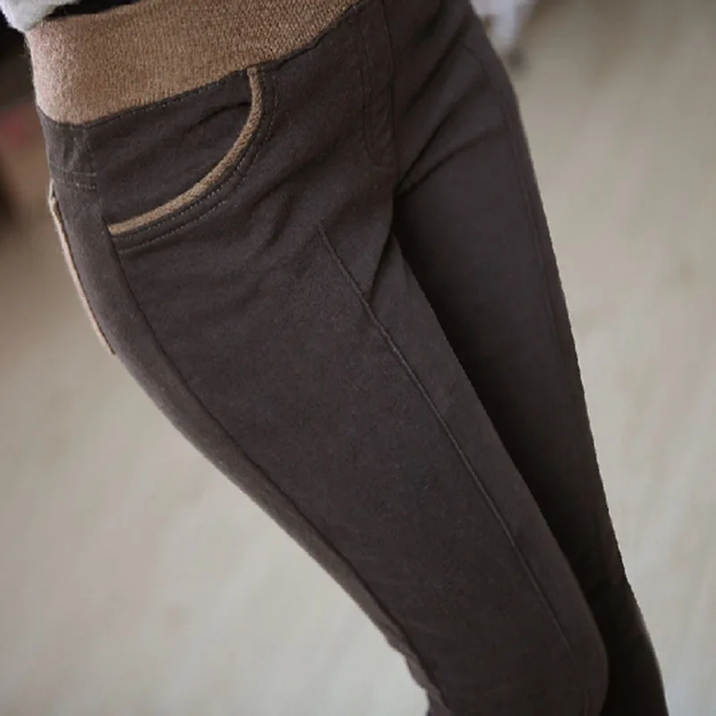 Women's Warm Fall Winter Plus Size Stretch High Waist Casual Pants - Coffee