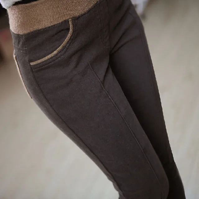 Women's Warm Fall Winter Plus Size Stretch High Waist Casual Pants Coffee - Shop at LoveMi