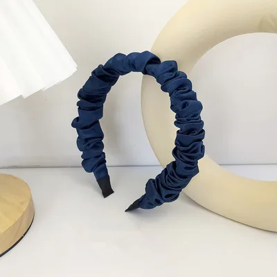 French Retro Fabric Pleated Headband Girls All match Navy B - Shop at LoveMi