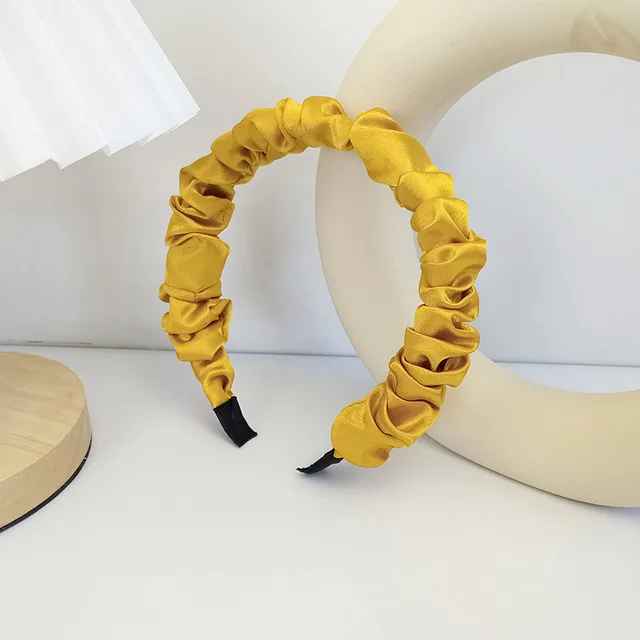 French Retro Fabric Pleated Headband Girls All match Yellow B - Shop at LoveMi