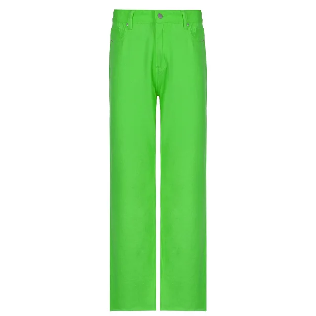 Candy colored High rise Casual Straight leg Pants Green - Shop at LoveMi