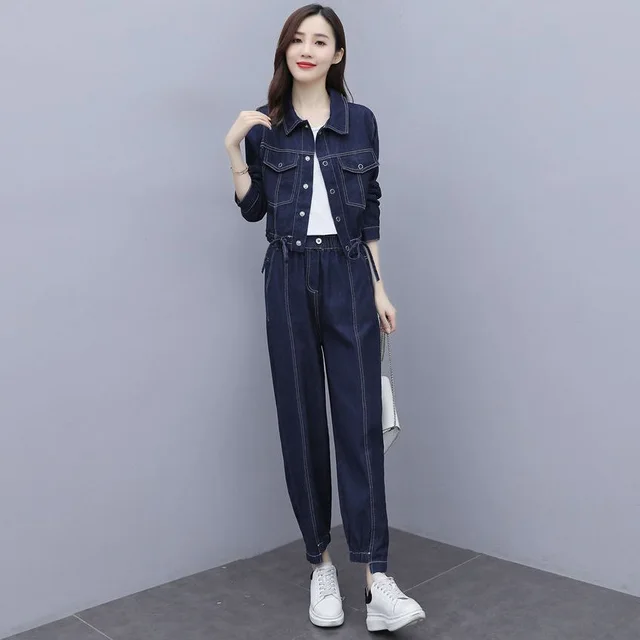 Women's Casual Fashion Show High Temperament And Light Mature Style Two piece Suit Blue - Shop at LoveMi