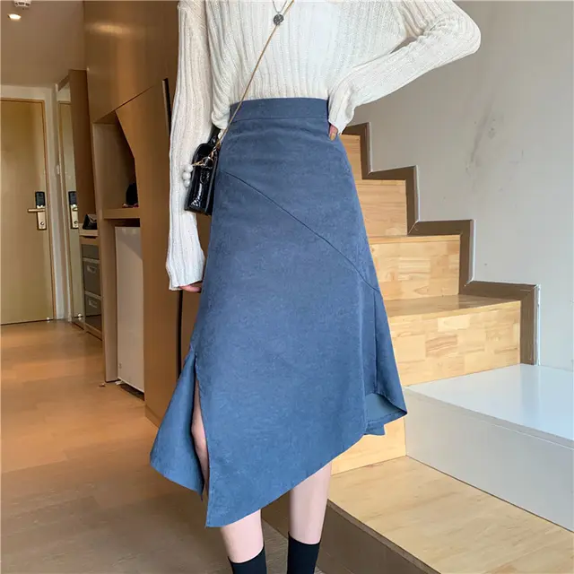 Design High Waist Slim Skirt Blue Dress - Shop at LoveMi