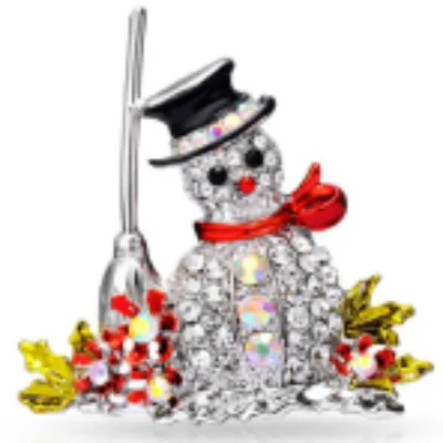 Creative High end Pin Golden Christmas Snowman Brooch White Gold - Shop at LoveMi