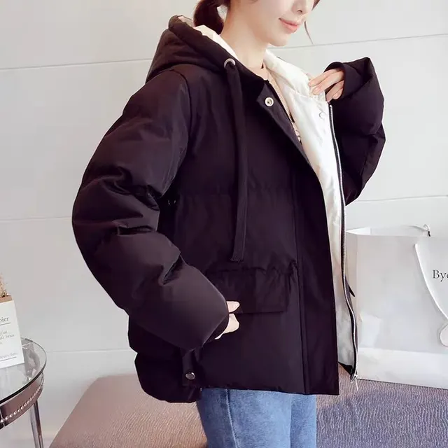 Short Loose Student Winter Coat Western Style Small Padded Jacket Black - Shop at LoveMi